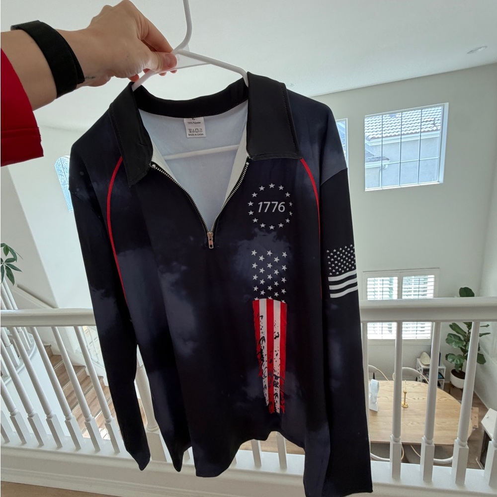 1776 Graphic Quarter-Zip Pullover - Navy with Red & White Accent